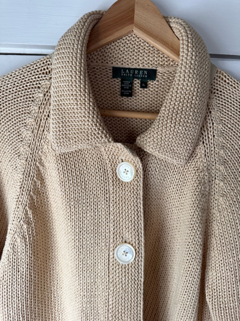 Ralph Lauren “Canyon Tan” Collared Button Knit Cardigan - Picture 7 of 10